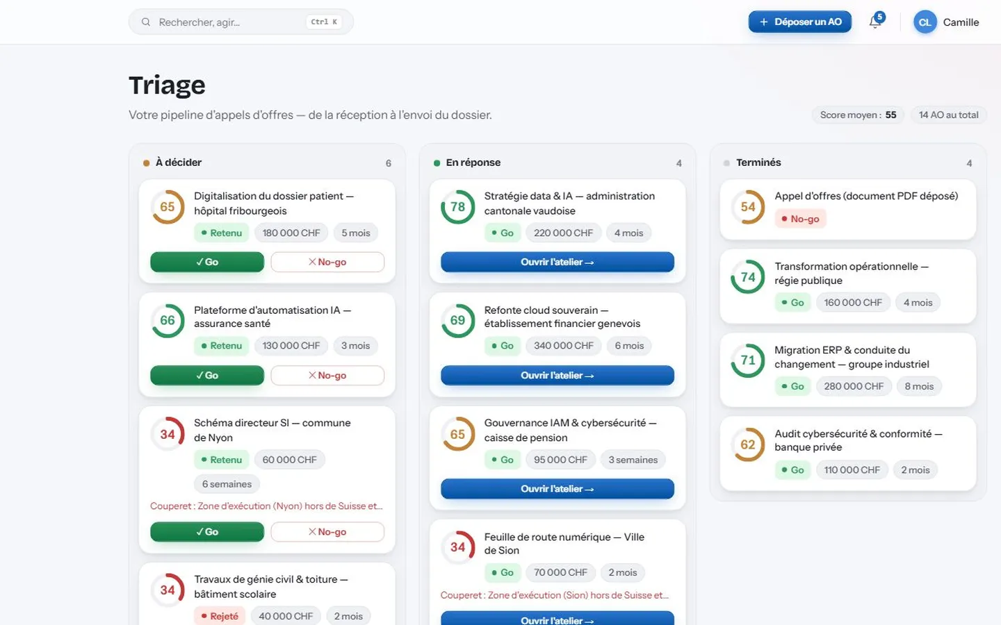Interface de Copilote AO
