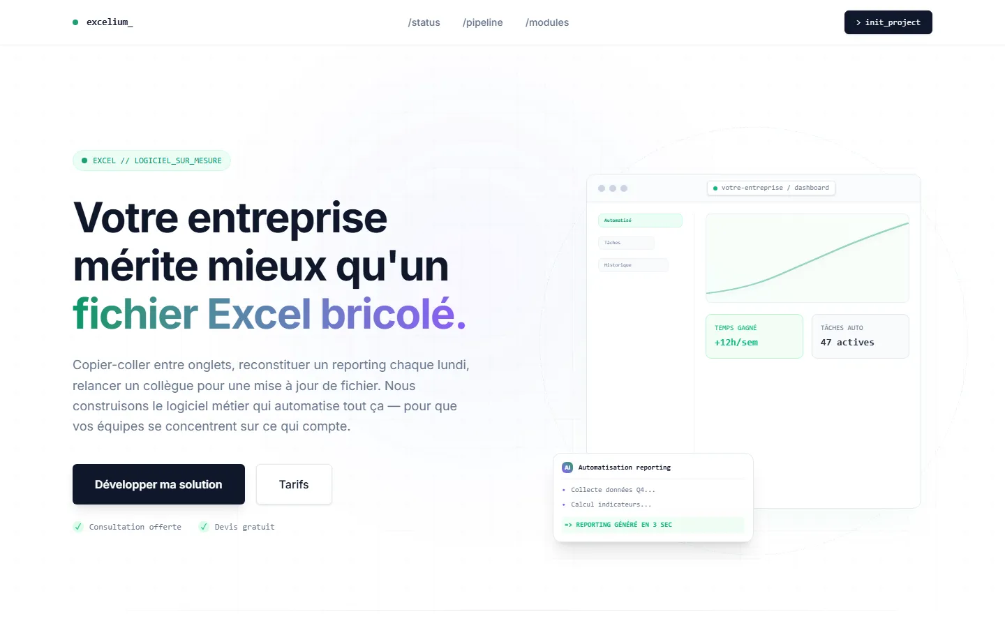 Interface de Excelium